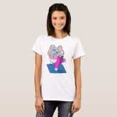Elephant bij Yoga Stretching-oefeningen T-shirt (Voorkant volledig)