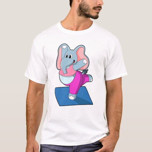 Elephant bij Yoga Stretching-oefeningen T-shirt (Voorkant)