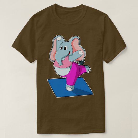 Elephant bij Yoga Stretching-oefeningen T-shirt (Design voorkant)