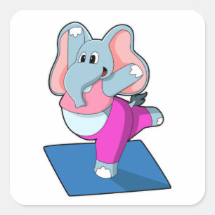 Elephant bij Yoga Stretching-oefeningen Vierkante Sticker