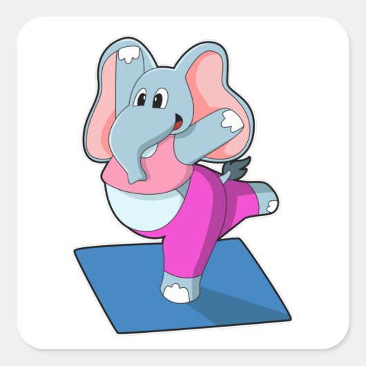 Elephant bij Yoga Stretching-oefeningen Vierkante Sticker (Voorkant)