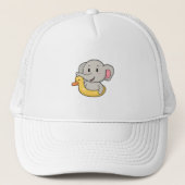 Elephant bij zwemmen met Swim-ring Trucker Pet (Voorkant)