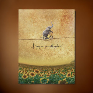 Elephant Bike Cycle TightRope Sunflower   Briefkaart