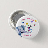Elephant Bird and Butterflies Ronde Button 3,2 Cm (Voorkant /achterkant)