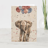 Elephant Birthday Balloon Wenskaart Bedankkaart (Voorkant)