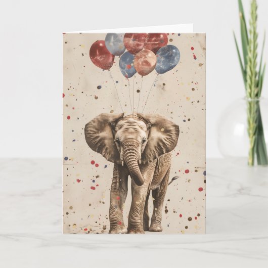 Elephant Birthday Balloon Wenskaart Bedankkaart (Voorkant)