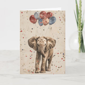 Elephant Birthday Balloon Wenskaart Kaart
