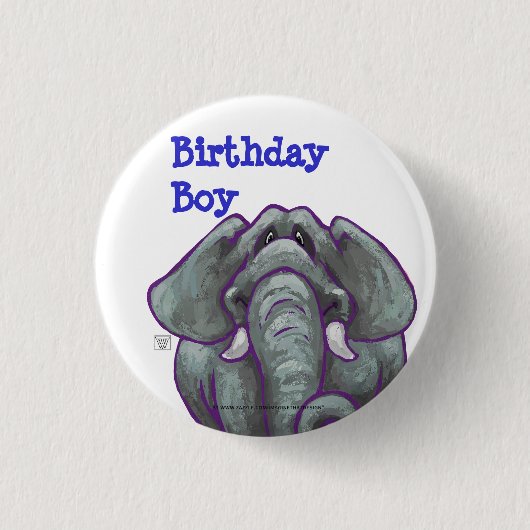 Elephant Birthday Boy Button (Voorkant)