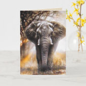Elephant Birthday Card Kaart (Gele Bloem)