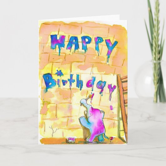 Elephant Birthday Card Kaart (Voorkant)