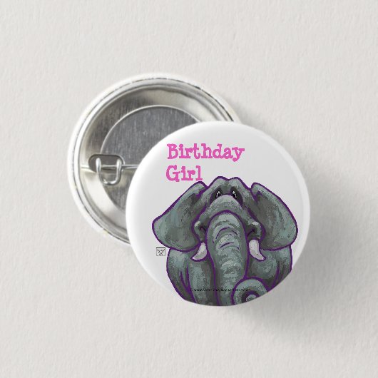 Elephant Birthday Girl Button (Voorkant /achterkant)
