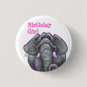 Elephant Birthday Girl Button (Voorkant)