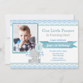 Elephant Birthday Invitation, Boy 1st Birthday Inv Kaart (Voorkant)