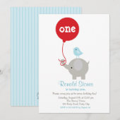 Elephant Birthday Invitation for Red Balloon Kaart (Voorkant / Achterkant)