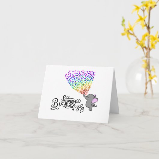 Elephant Birthday Kaart (Gele Bloem)