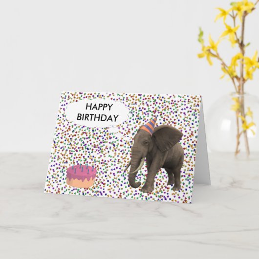 Elephant Birthday Kaart (Gele Bloem)