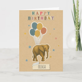 Elephant Birthday Kaart - Persoonlijke naam