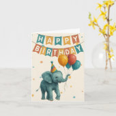 Elephant Birthday Kaart - Schattig feestdier (Gele Bloem)