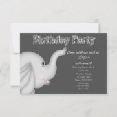 Elephant Birthday Party Invitation Kaart (Voorkant)