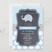 Elephant Birthday Party Invitations Boy Kaart (Voorkant)