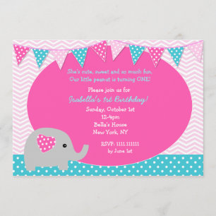 Elephant Birthday Party Invitations Kaart
