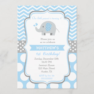 Elephant Birthday Party Invitations Kaart