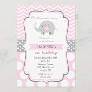Elephant Birthday Party Invitations Kaart