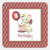  Elephant Birthday Square Sticker (Voorkant)