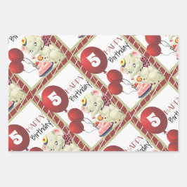  Elephant Birthday Wrapping Paper Sheet