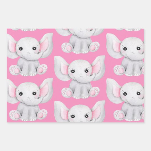 Elephant Birthday Wrapping Paper Sheets (Voorkant 2)