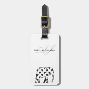 Elephant Black en White Monogram Bagagelabel