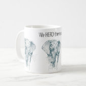 Elephant black ink tekening Funny gezegde Koffiemok (Voorkant links)