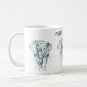 Elephant black ink tekening Funny gezegde Koffiemok