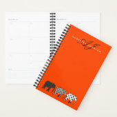 Elephant Black White en Sinaasappel Monogram Naam Planner (Display)