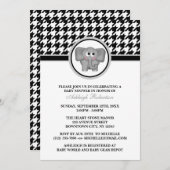 Elephant Black & White Houndstooth Baby shower Kaart (Voorkant / Achterkant)