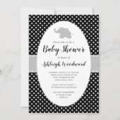Elephant Black White Polka Dot Baby shower Kaart (Voorkant)