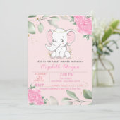 Elephant, bladeren, Baby, Florenz Baby shower Kaart (Staand voorkant)