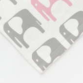 Elephant Blanket - grijs en roze Fleece Deken (Hoek)