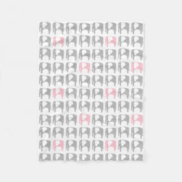 Elephant Blanket - grijs en roze Fleece Deken