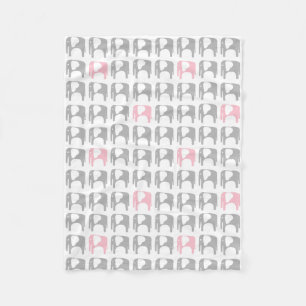 Elephant Blanket - grijs en roze Fleece Deken