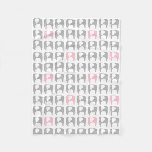 Elephant Blanket - grijs en roze Fleece Deken (Voorkant)