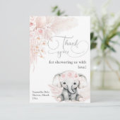 Elephant Blash roze ventilator Boho Baby shower Bedankkaart (Staand voorkant)