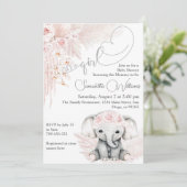 Elephant Blash roze ventilator Boho Baby shower Kaart (Staand voorkant)