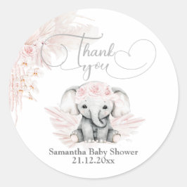 Elephant Blash roze ventilator Boho Baby shower Ronde Sticker