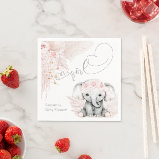 Elephant Blash roze ventilator Boho Baby shower Servet (Insitu)