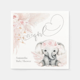 Elephant Blash roze ventilator Boho Baby shower Servet