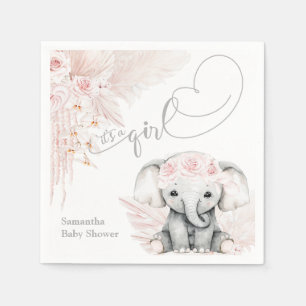 Elephant Blash roze ventilator Boho Baby shower Servet