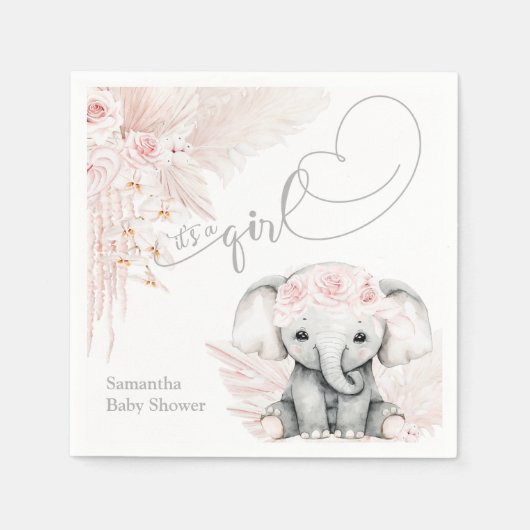 Elephant Blash roze ventilator Boho Baby shower Servet (Voorkant)