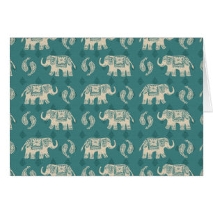 Elephant Blauwgroen Caravan Pattern