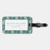 Elephant Blauwgroen Caravan Pattern Bagagelabel (Achterkant horizontaal)